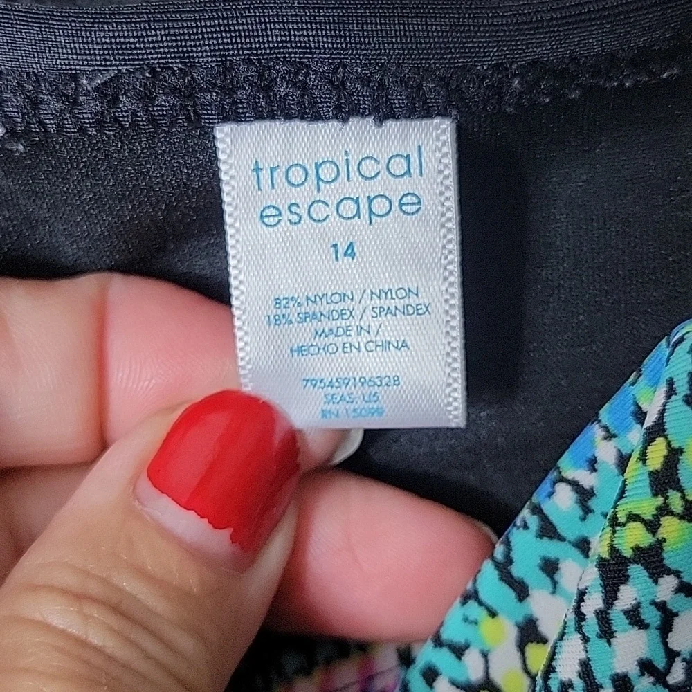 Women's Tropical escape one piece bathing suit sz 14 - Picture 4 of 5